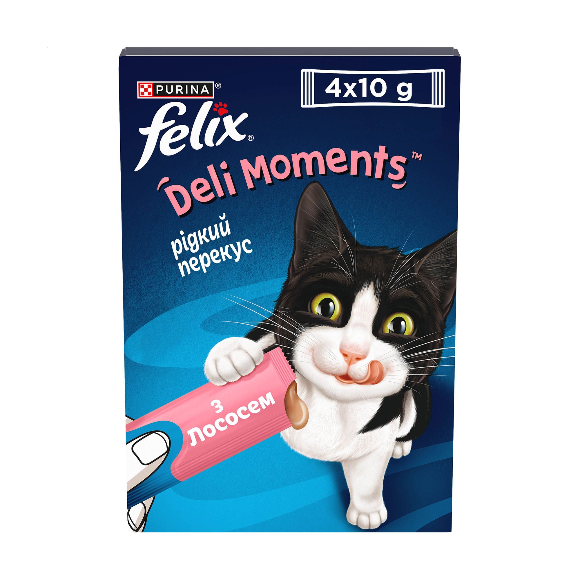 Ласощі для дорослих кішок Felix Смачні моменти, з лососем, 4*10 г