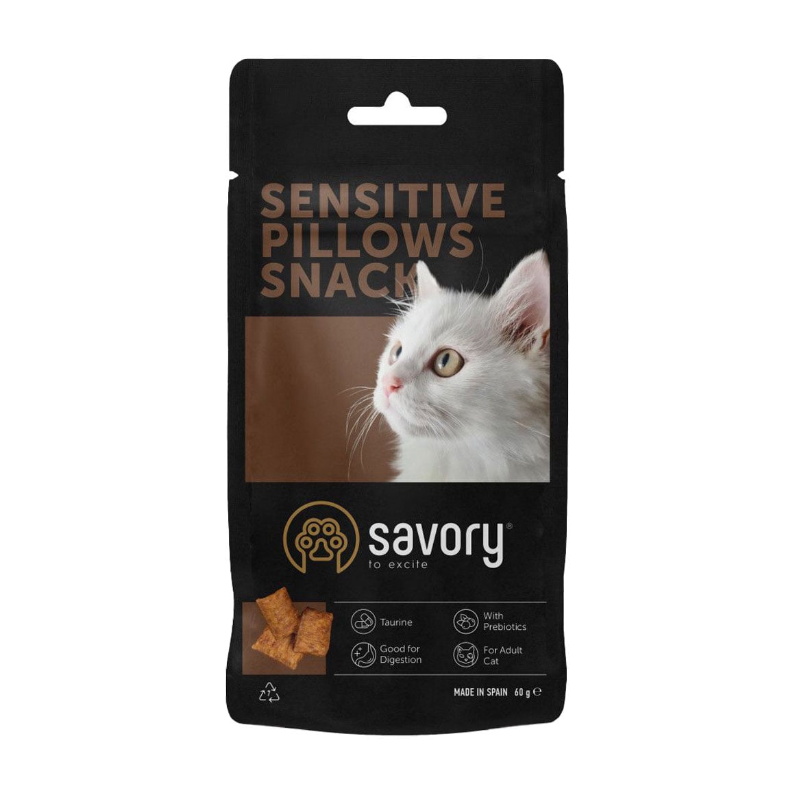 Ласощі для дорослих котів з чутливим травленням Savory Sensitive Pillows Snacks, 60 г